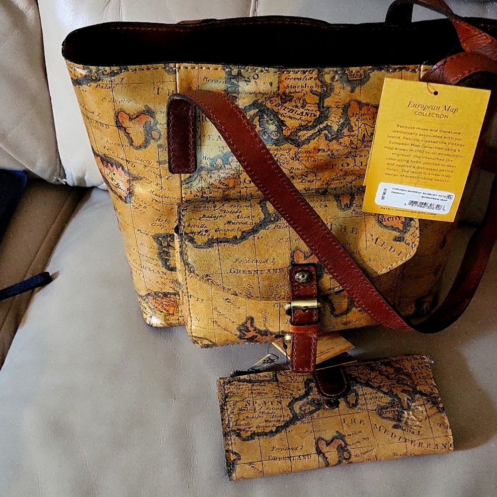NWT Patricia Nash European Map Banbury Tote with wallet